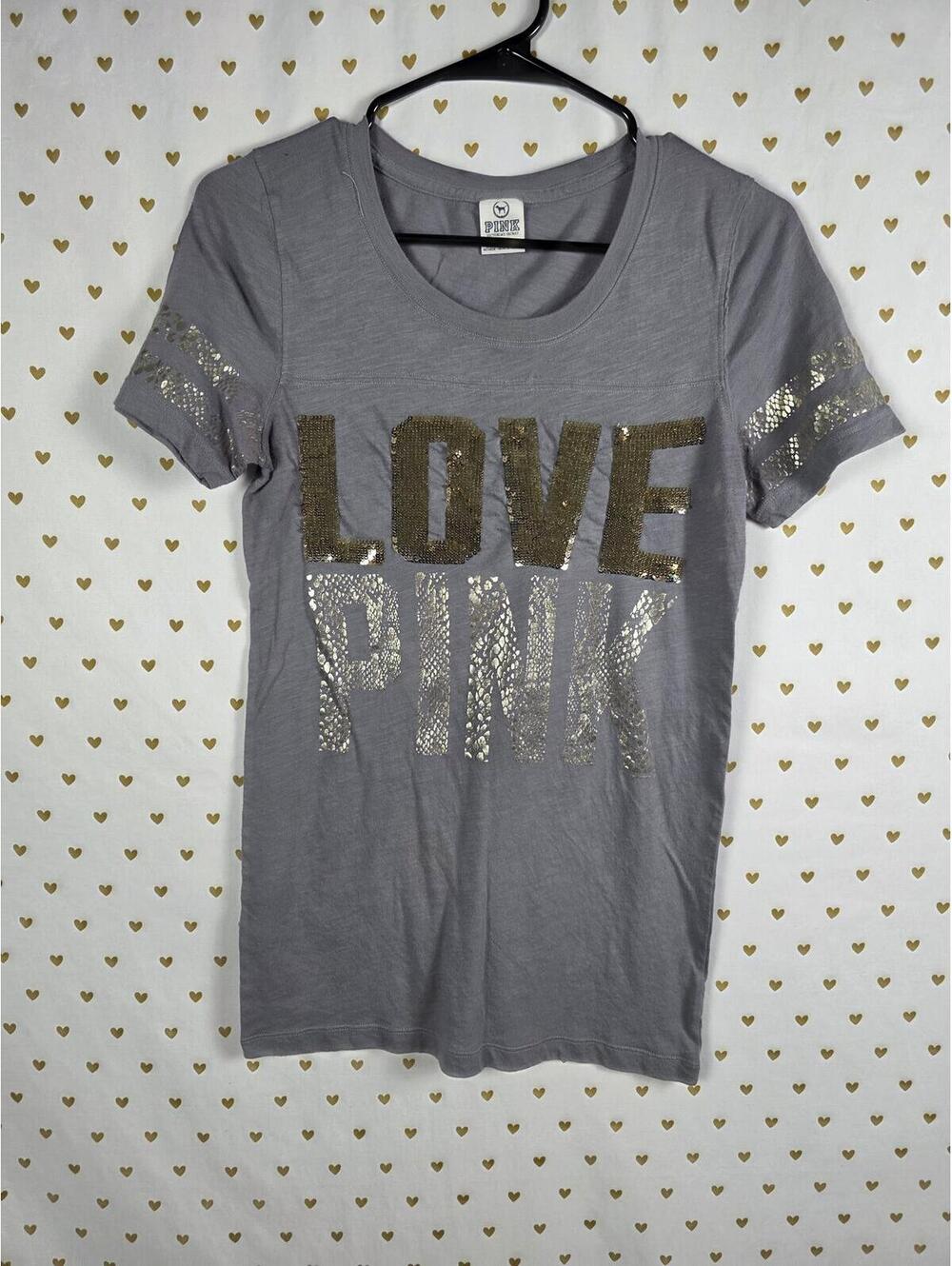 Victorias Secret PINK LOVE BLING Vintage Animal Print Y2k Tee Shirt MEDIUM